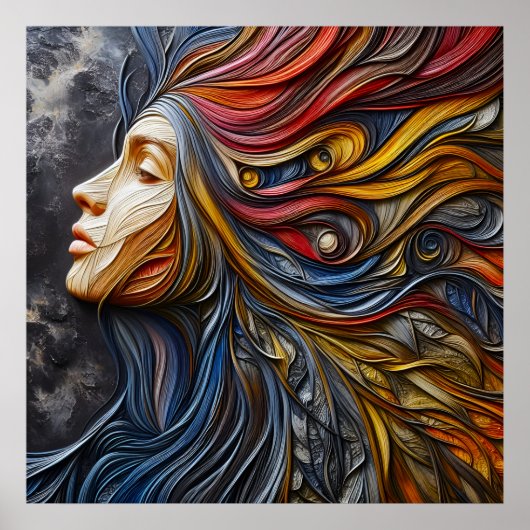 Een Abstract portret van de vrouw met arrogantie Poster (Voorkant)