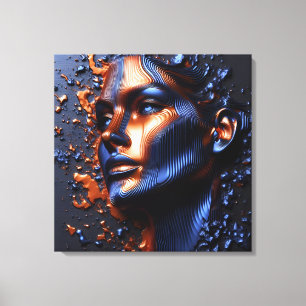 Een Abstract portret van het gezicht van een vrouw Canvas Afdruk
