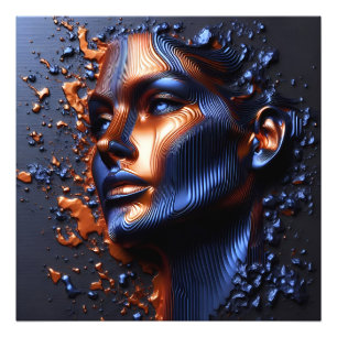 Een Abstract portret van het gezicht van een vrouw Foto Afdruk