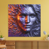 Een Abstract portret van vrouwengezicht - 3D in re Canvas Afdruk (Insitu (Woonkamer))