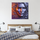 Een Abstract portret van vrouwengezicht - 3D in re Canvas Afdruk (Insitu (Slaapkamer))