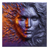 Een Abstract portret van vrouwengezicht - 3D in re Foto Afdruk (Voorkant)