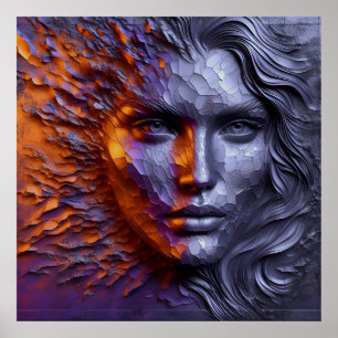 Een Abstract portret van vrouwengezicht - 3D in re Poster