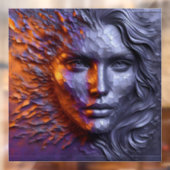 Een Abstract portret van vrouwengezicht - 3D in re Raamsticker (Vel 2)