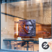 Een Abstract portret van vrouwengezicht - 3D in re Raamsticker (Cafe Raam)