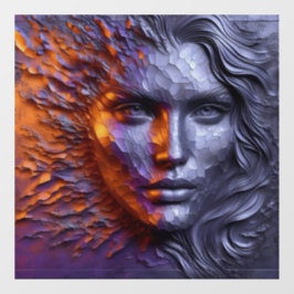Een Abstract portret van vrouwengezicht - 3D in re Raamsticker