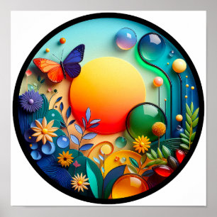 Een abstract poster met een modern natuur thema