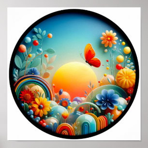 Een abstract poster met een modern natuur thema