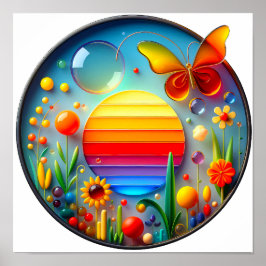 Een abstract poster met een modern natuur thema