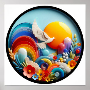 Een abstract poster met een modern natuur thema