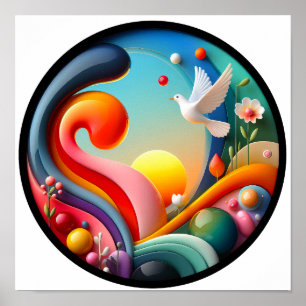 Een abstract poster met een modern natuur thema
