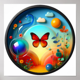 Een abstract poster met een modern natuur thema