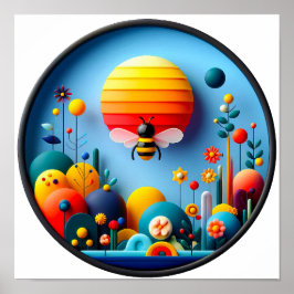 Een abstract poster met een modern natuur thema