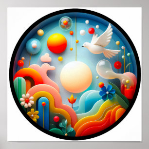 Een abstract poster met een modern natuur thema