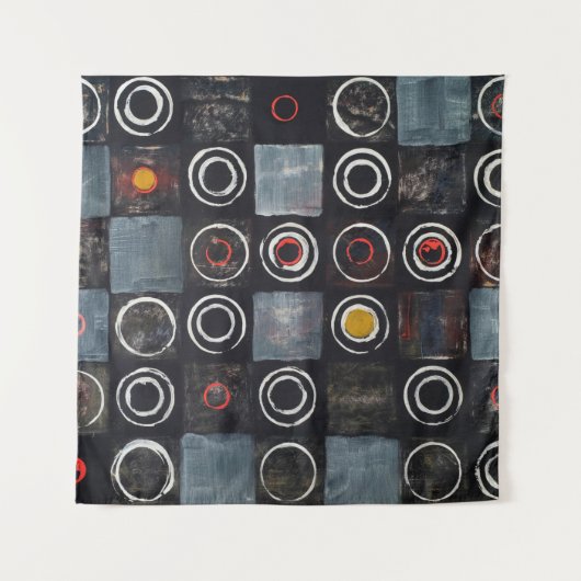 een abstract schilderij; een raster van gestempeld wandkleed (Voorkant)