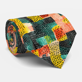 Een abstract schilderij met verschillende kleuren  stropdas
