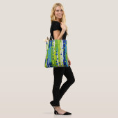 Een abstract schilderij met verticale strepen tote bag (Op model)