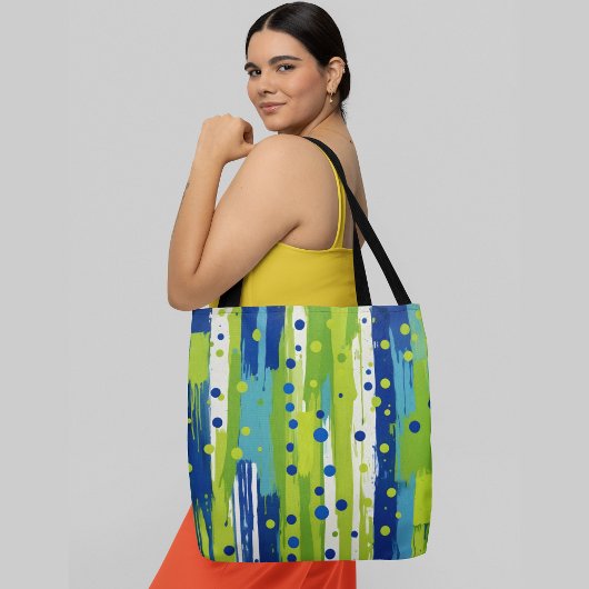 Een abstract schilderij met verticale strepen tote bag
