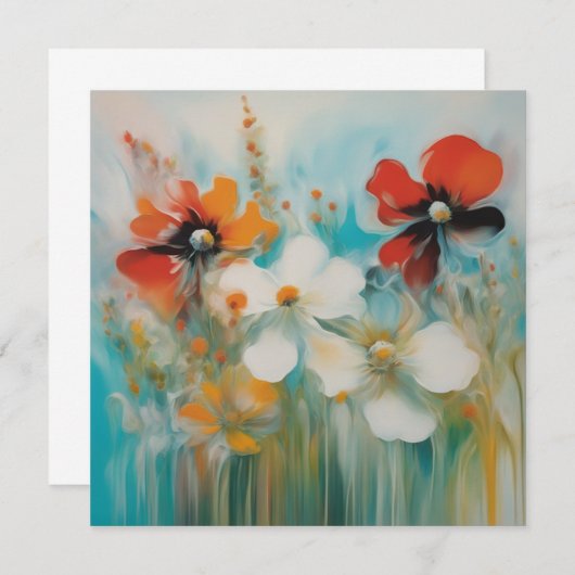 Een abstract schilderij met wilde bloemen notitiekaartje (Voorkant / Achterkant)