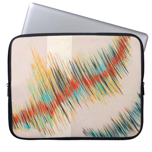 Een abstract schilderij; scherpe lijnen gerangschi laptop sleeve (Voorkant)