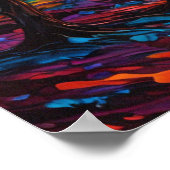 Een Abstract schilderij van een zonsondergang Poster (Hoek)