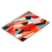 Een abstract schilderij van gekromd zwart, wit en notitieboek (Linkerzijde)