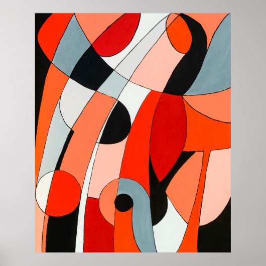 Een abstract schilderij van gekromd zwart, wit en poster (Voorkant)