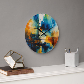 Een abstract schilderij wandklok
