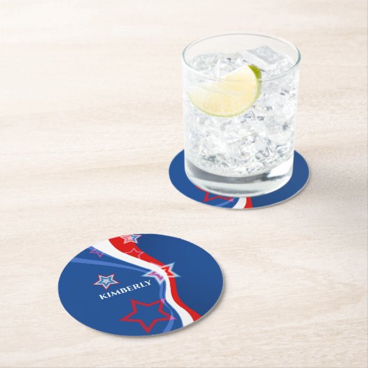 Een Abstracte Amerikaanse vlag Ronde Kartonnen Onderzetter (Insitu)