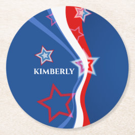 Een Abstracte Amerikaanse vlag Ronde Kartonnen Onderzetter