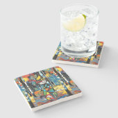 Een Abstracte dag Stenen Onderzetter (Zijkant)