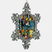 Een Abstracte dag Tin Sneeuwvlok Ornament (Links)