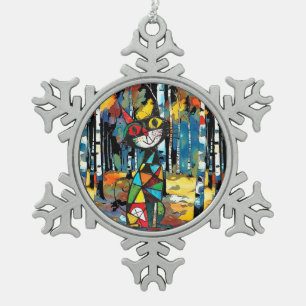 Een Abstracte dag Tin Sneeuwvlok Ornament