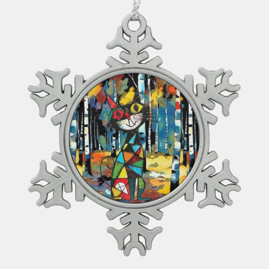 Een Abstracte dag Tin Sneeuwvlok Ornament (Voorkant)