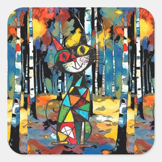 Een Abstracte dag Vierkante Sticker (Voorkant)