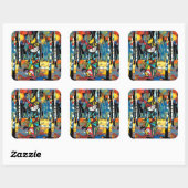 Een Abstracte dag Vierkante Sticker (Vel)