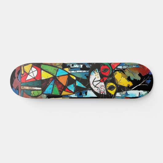 Een Abstracte dagEen grillige kat met een Persoonlijk Skateboard (Horizontaal)