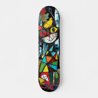 Een Abstracte dagEen grillige kat met een Persoonlijk Skateboard