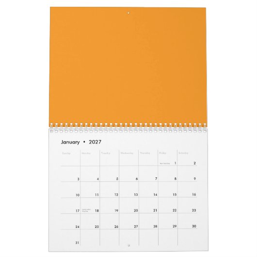 Een abstracte mix van levendig sinaasappel, rood e kalender (Jan 2027)