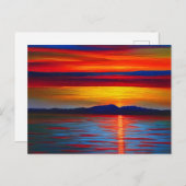 Een abstracte versie van de oceaanzonsondergang briefkaart (Voorkant / Achterkant)