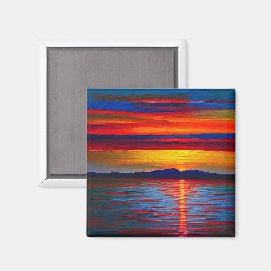 Een abstracte versie van de oceaanzonsondergang magneet (Voorkant / Achterkant)