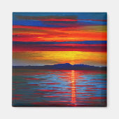 Een abstracte versie van de oceaanzonsondergang magneet (Voorkant)