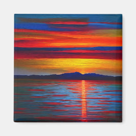 Een abstracte versie van de oceaanzonsondergang magneet