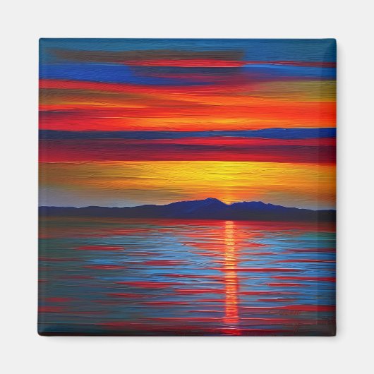 Een abstracte versie van de oceaanzonsondergang magneet (Voorkant)