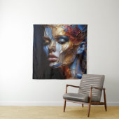 Een Abstracte vrouw gezicht 1 - Glas in lood Wandkleed (In situ)