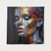 Een Abstracte vrouw gezicht 1 - Glas in lood Wandkleed (Voorkant)