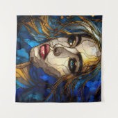 Een Abstracte vrouw gezicht 2- Glas in lood Wandkleed (Voorkant (horizontaal))