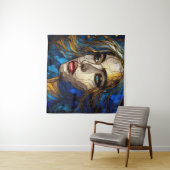 Een Abstracte vrouw gezicht 2- Glas in lood Wandkleed (In Situ (horizontaal))