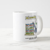 Een accountant die een abacus op het werk gebruikt grote koffiekop (Voorkant rechts)