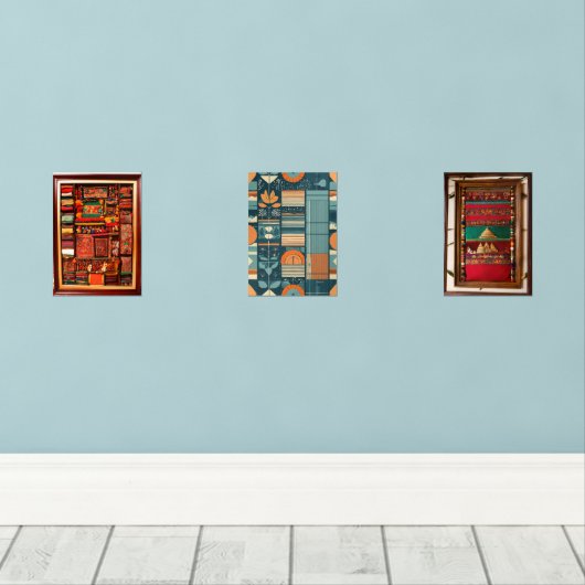 Een achtergrond weven muurkunst sets (Houten vloer)